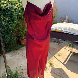 Burgundy Satin slip Dress